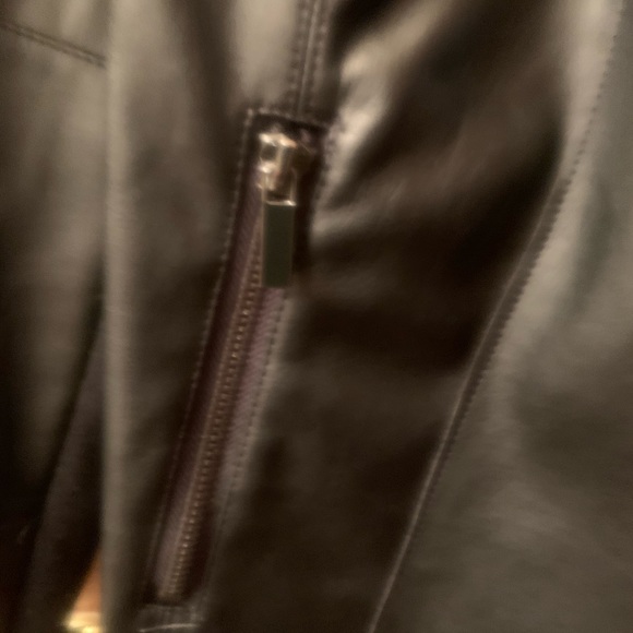 Bagatelle, NEW NEVER WORN, draped faux leather jacket, BLACK, size Small. - Picture 5 of 7